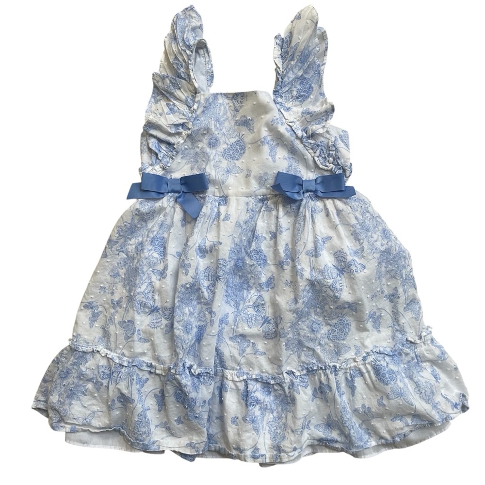 Iris & Ivy Blue and White Toile Dress Sz 4T